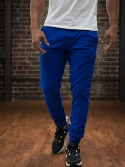 MyStars Spodnie materiałowe joggery Błękitne Klasyczne 6 kieszeni 40 Niebieski Regular Fit