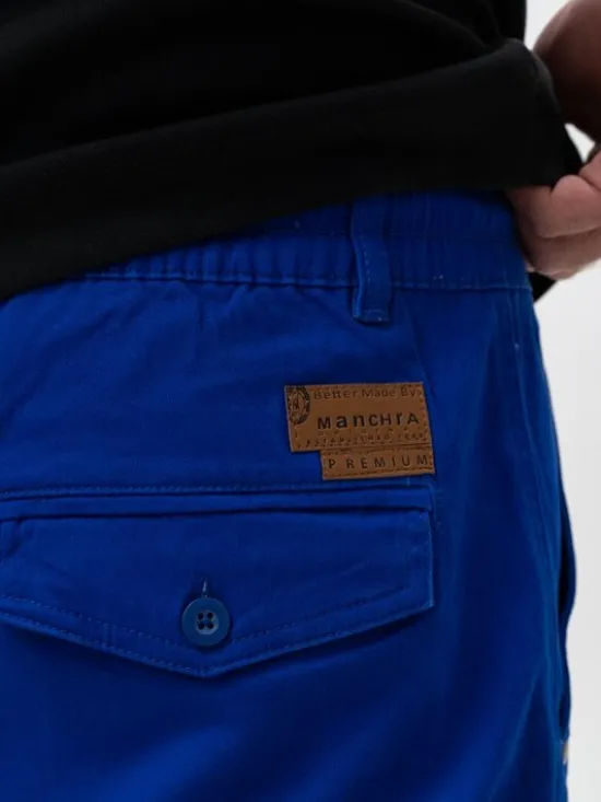 MyStars Spodnie materiałowe joggery Błękitne Klasyczne 6 kieszeni 40 Niebieski Regular Fit