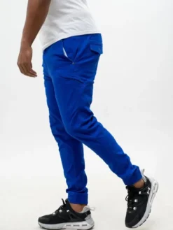 MyStars Spodnie materiałowe joggery Błękitne Klasyczne 6 kieszeni 40 Niebieski Regular Fit
