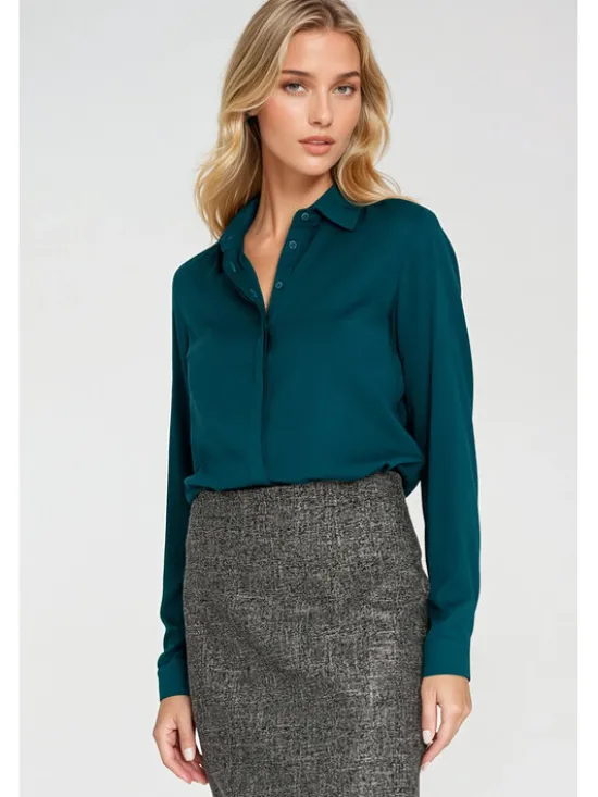 NIFE Bluzka B205 Zielony Regular Fit