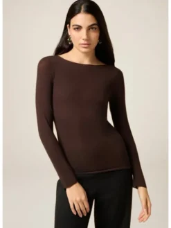 Oltre Bluzka G049J104293N032 Brązowy Slim Fit