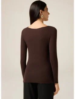 Oltre Bluzka G049J104293N032 Brązowy Slim Fit