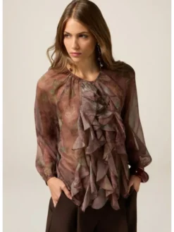 Oltre Bluzka 2050J000815N0S1 Brązowy Regular Fit