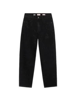 Oltre Jeansy P454R108937N033 Czarny Baggy Fit