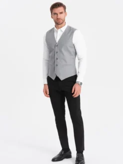 Ombre Kamizelka OM-BLZV-0112 Szary Fitting Fit