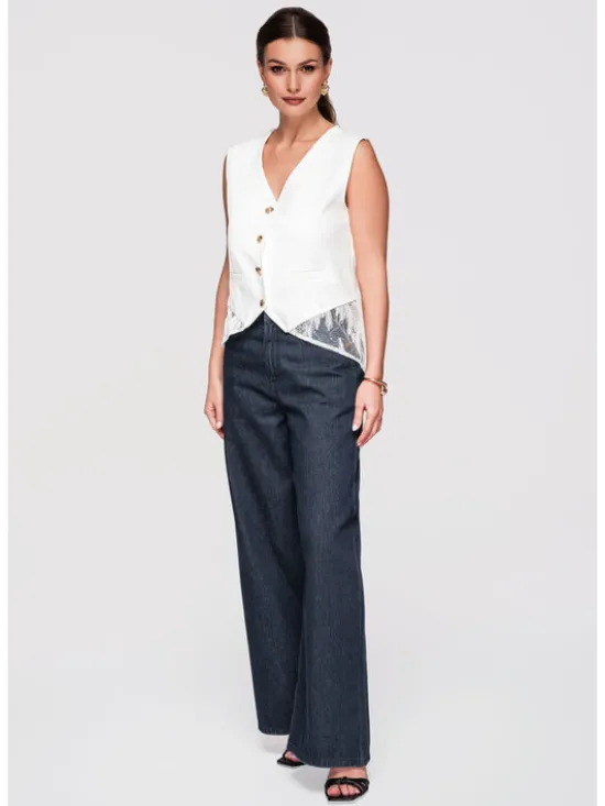 Ombre Kamizelka OW-VE-E0002 Biały Slim Fit