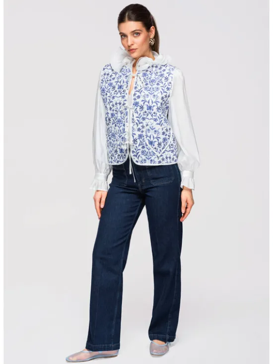 Ombre Kamizelka OW-VE-E0003 Niebieski Regular Fit
