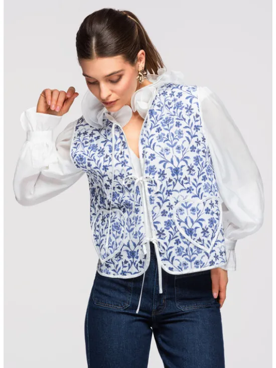 Ombre Kamizelka OW-VE-E0003 Niebieski Regular Fit