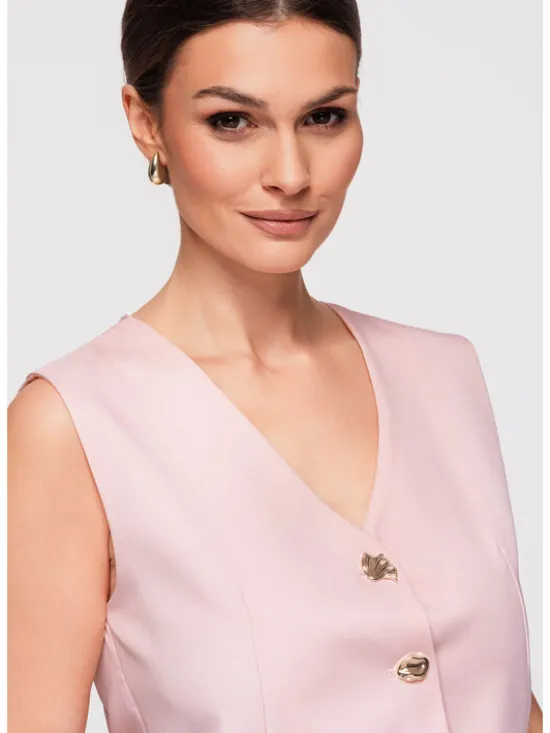 Ombre Kamizelka OW-VE-E0002 Różowy Slim Fit