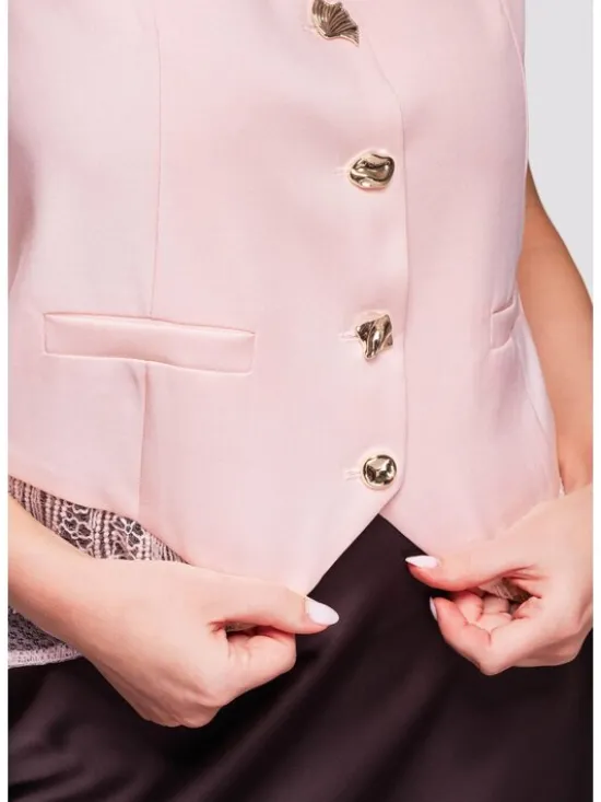 Ombre Kamizelka OW-VE-E0002 Różowy Slim Fit