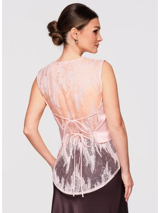 Ombre Kamizelka OW-VE-E0002 Różowy Slim Fit