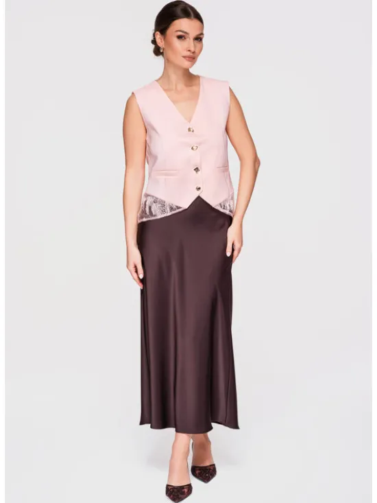 Ombre Kamizelka OW-VE-E0002 Różowy Slim Fit