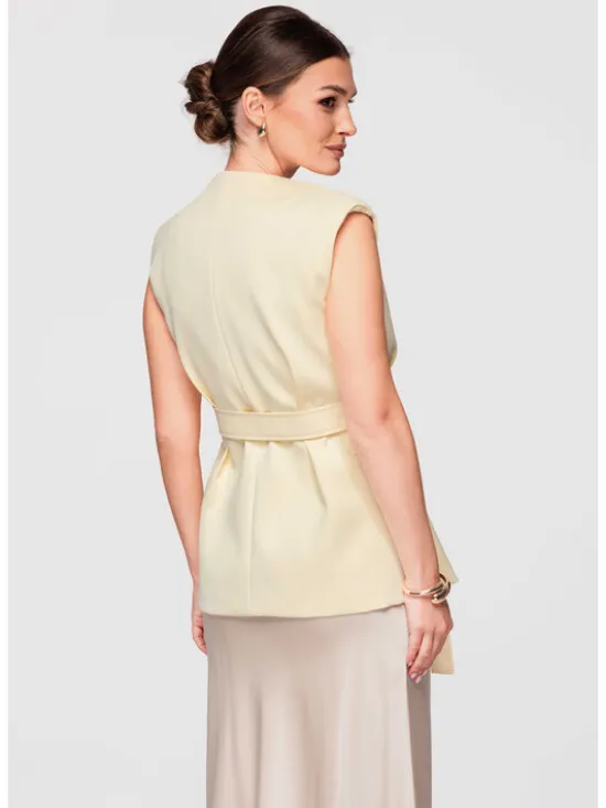 Ombre Kamizelka OW-VE-E0001 Żółty Slim Fit