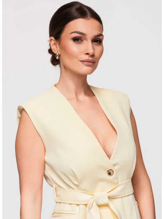 Ombre Kamizelka OW-VE-E0001 Żółty Slim Fit