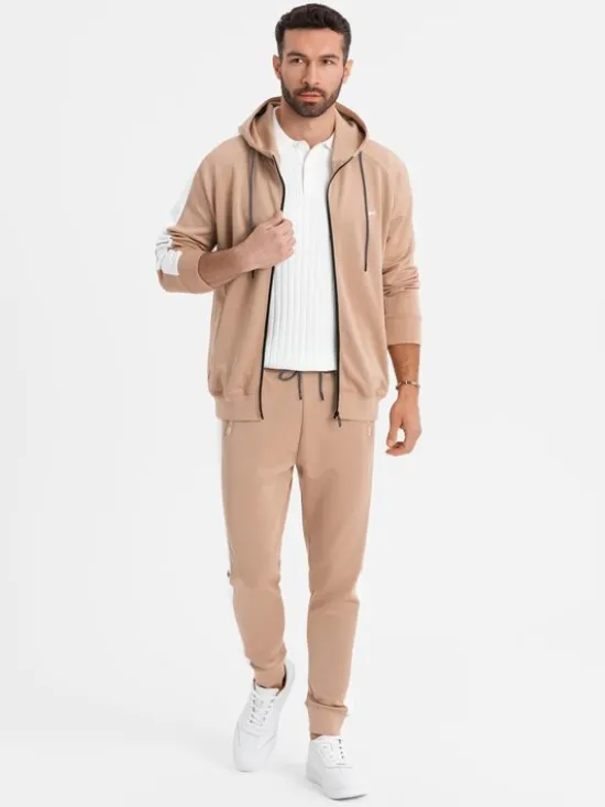 Ombre Komplet dresowy Z118 Beżowy Regular Fit
