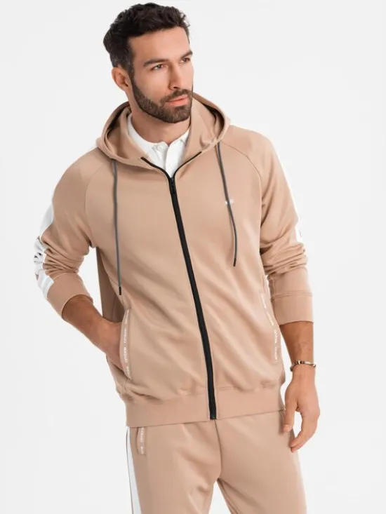 Ombre Komplet dresowy Z118 Beżowy Regular Fit