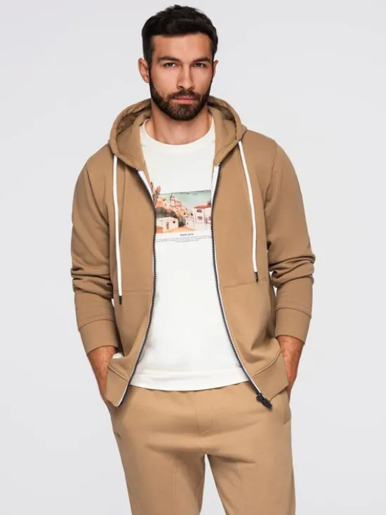 Ombre Komplet dresowy Z119 Brązowy Regular Fit