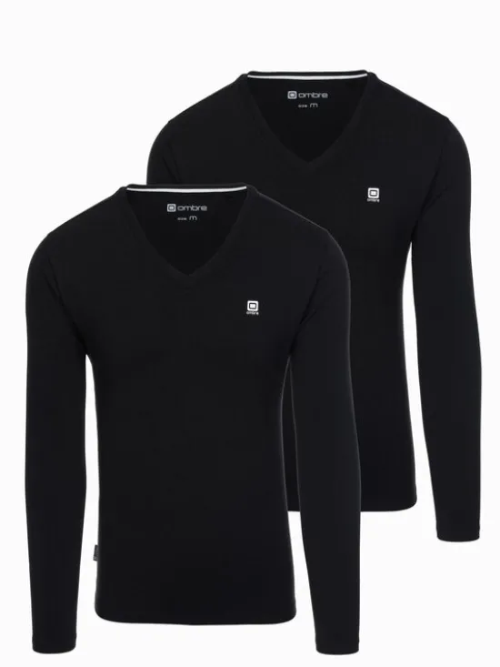 Ombre Komplet longsleeve Z103 Czarny Regular Fit