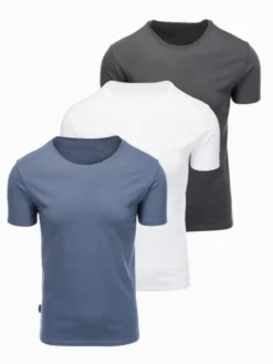 Ombre Komplet t-shirtów OM-TSBS-0268 Kolorowy Regular Fit