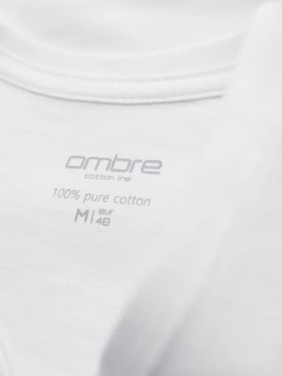 Ombre Komplet t-shirtów OM-TSBS-0281 Biały Regular Fit