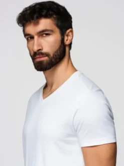Ombre Komplet t-shirtów OM-TSBS-0281 Biały Regular Fit