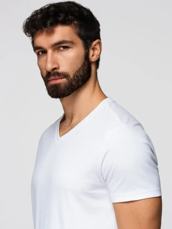 Ombre Komplet t-shirtów OM-TSBS-0281 Biały Regular Fit