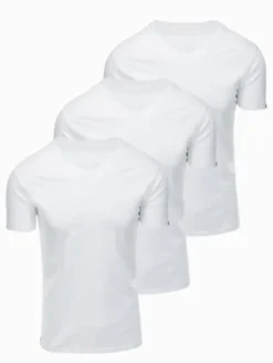 Ombre Komplet t-shirtów OM-TSBS-0281 Biały Regular Fit