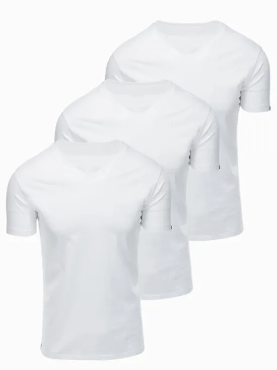 Ombre Komplet t-shirtów OM-TSBS-0281 Biały Regular Fit