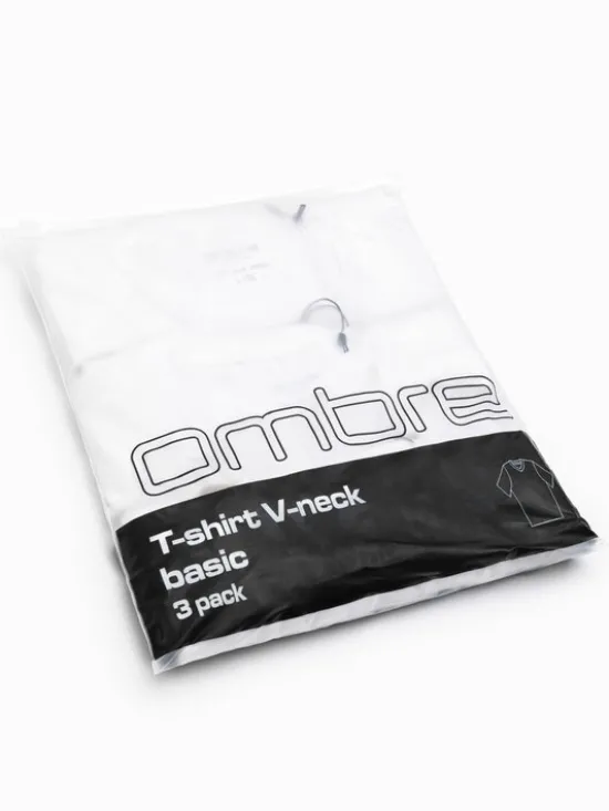 Ombre Komplet t-shirtów OM-TSBS-0281 Biały Regular Fit