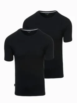 Ombre Komplet t-shirtów Z101 Czarny Slim Fit