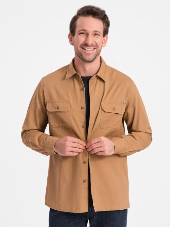 Ombre Koszula OM-SHCS-0146 Brązowy Regular Fit