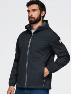 Ombre Kurtka przejściowa OM-JANP-0292 Czarny Regular Fit