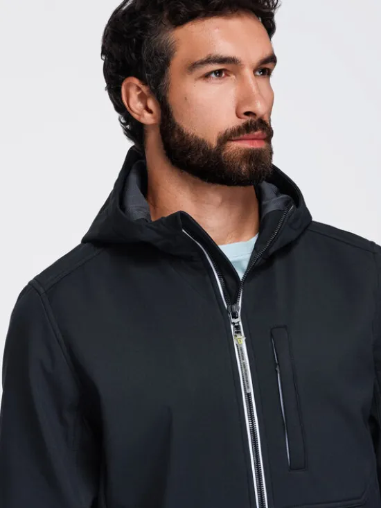 Ombre Kurtka przejściowa OM-JANP-0292 Czarny Regular Fit