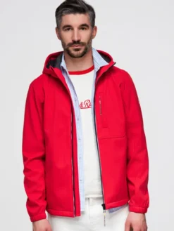 Ombre Kurtka przejściowa OM-JANP-0292 Czerwony Regular Fit