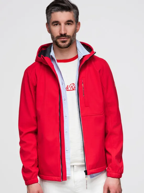 Ombre Kurtka przejściowa OM-JANP-0292 Czerwony Regular Fit