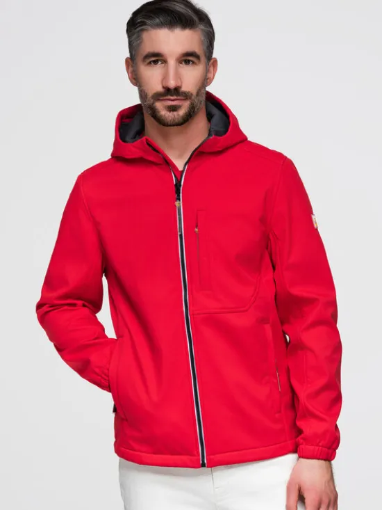 Ombre Kurtka przejściowa OM-JANP-0292 Czerwony Regular Fit