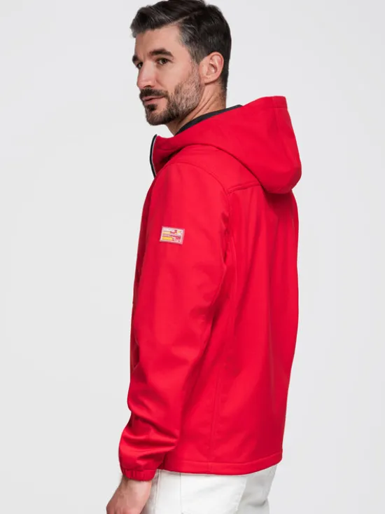Ombre Kurtka przejściowa OM-JANP-0292 Czerwony Regular Fit