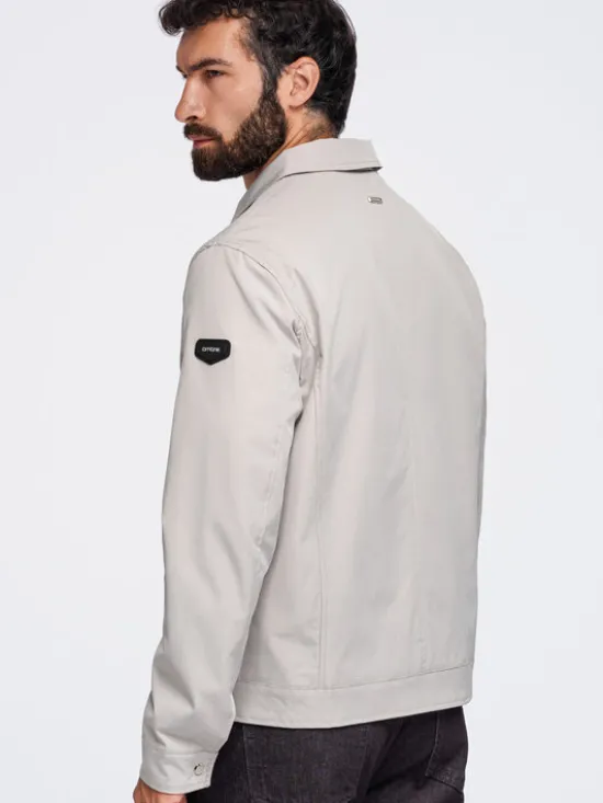 Ombre Kurtka przejściowa OM-JANP-0224 Szary Regular Fit