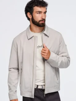 Ombre Kurtka przejściowa OM-JANP-0224 Szary Regular Fit