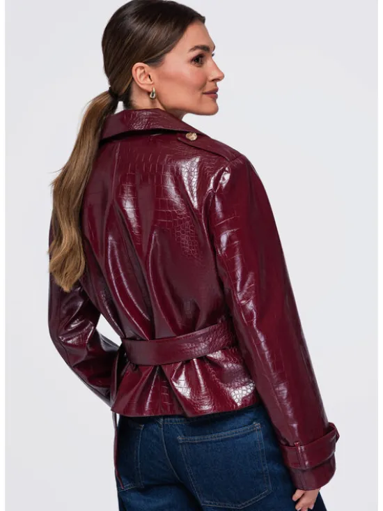 Ombre Kurtka przejściowa OW-JAFL-0144 Bordowy Regular Fit
