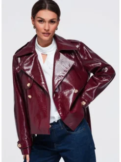 Ombre Kurtka przejściowa OW-JAFL-0144 Bordowy Regular Fit