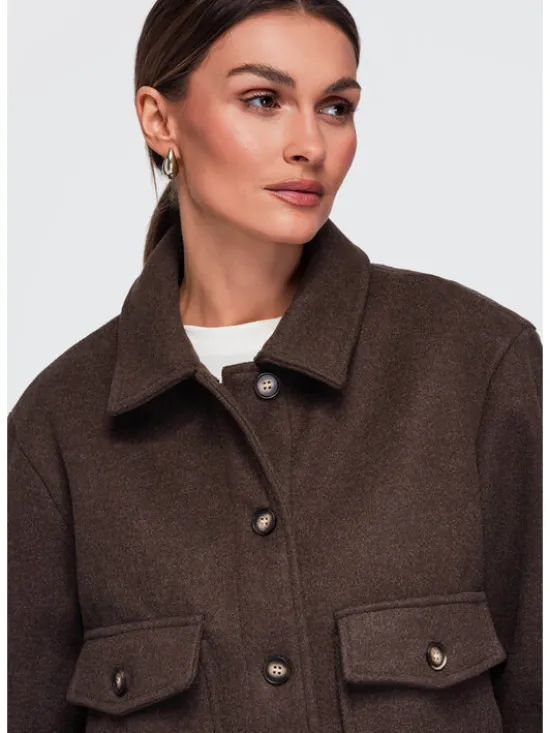 Ombre Kurtka przejściowa OW-JANP-0140 Brązowy Relaxed Fit