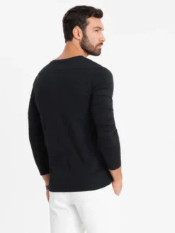 Ombre Longsleeve OM-LSBC-0123 Czarny Slim Fit