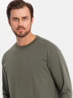 Ombre Longsleeve OM-LSBC-0129 Zielony Loose Fit
