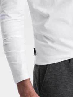 Ombre Longsleeve OM-LSBL-0108 Biały Classic Fit