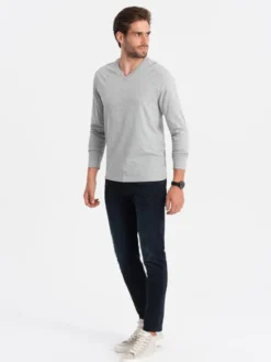 Ombre Longsleeve OM-LSBL-0108 Szary Fitting Fit
