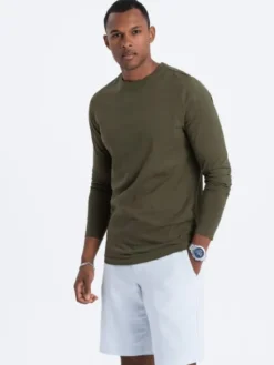 Ombre Longsleeve OM-LSBL-0106 Zielony Regular Fit