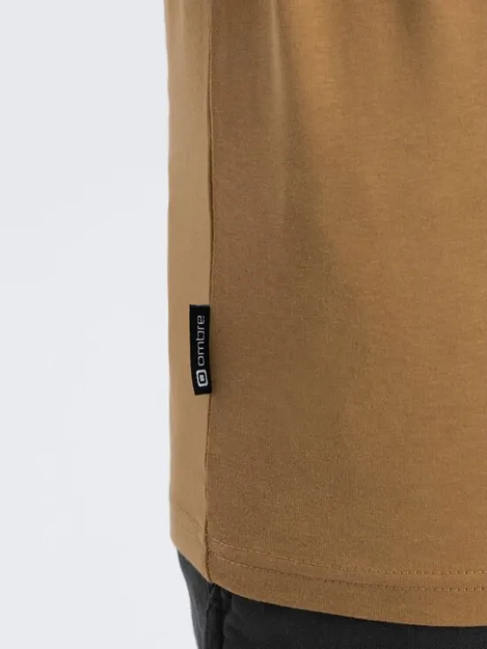 Ombre Longsleeve OM-LSBL-0106 Złoty Regular Fit