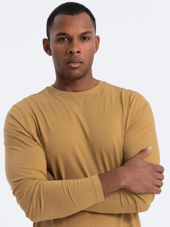 Ombre Longsleeve OM-LSBL-0106 Złoty Regular Fit