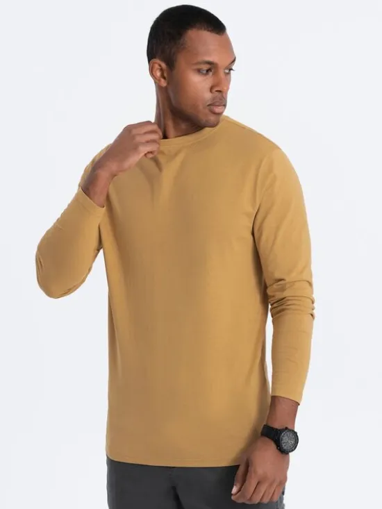 Ombre Longsleeve OM-LSBL-0106 Złoty Regular Fit